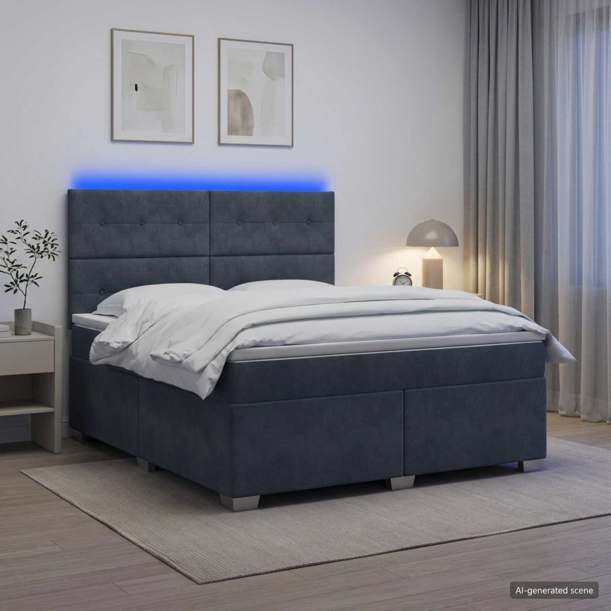 Lit boxspring avec matelas Gris foncé 140 x 200 cm Velours