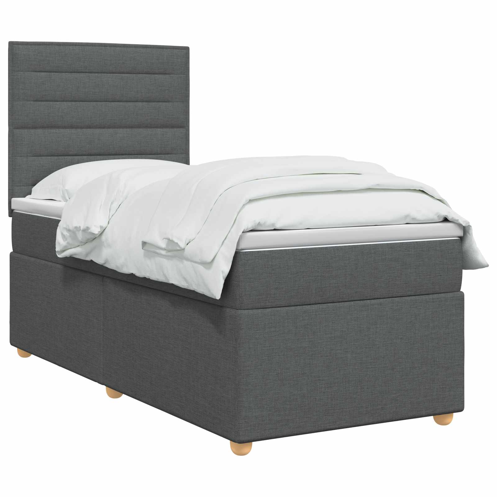 Lit boxspring avec matelas Gris foncé 80 x 200 cm Tissu