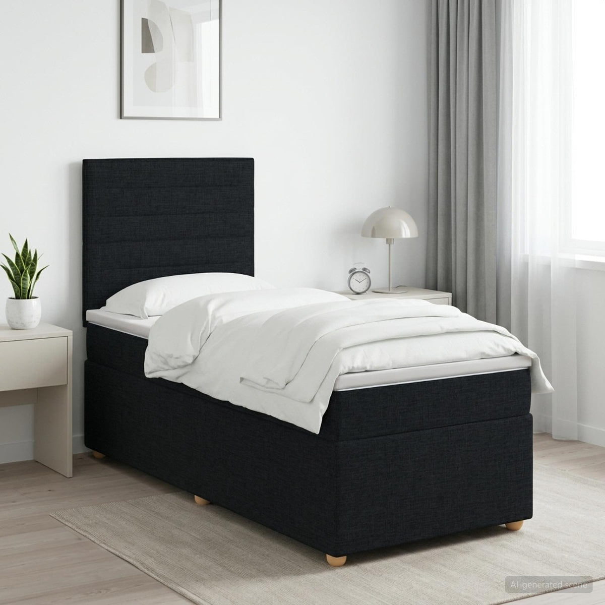 Lit boxspring avec matelas Noir 100 x 200 cm Tissu