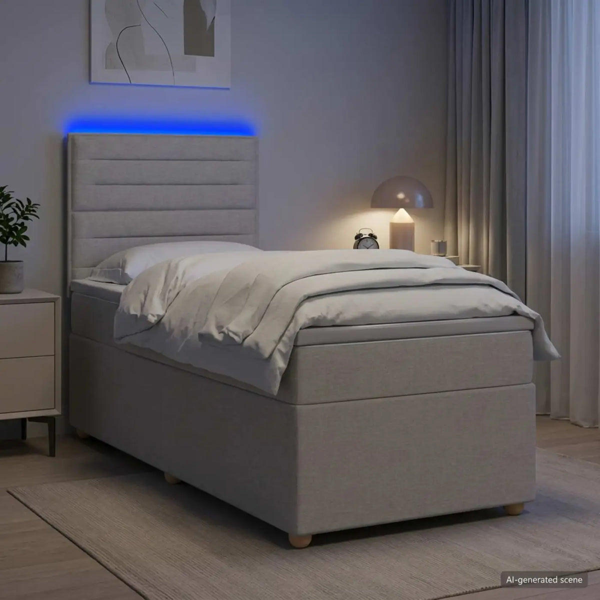Lit boxspring avec matelas Taupe 90 x 200 cm Tissu - XIOS