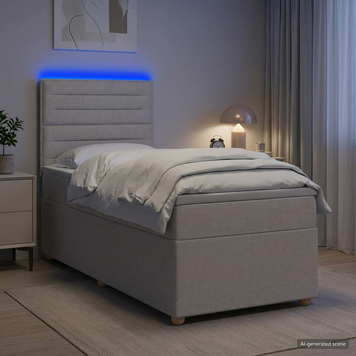 Lit boxspring avec matelas Taupe 80 x 200 cm Tissu