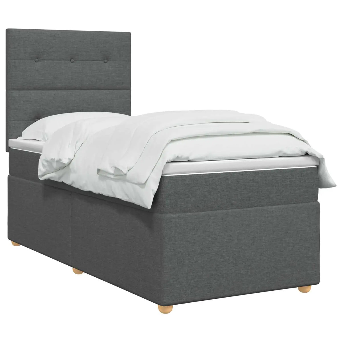 Lit boxspring avec matelas Gris foncé 80 x 200 cm Tissu - XIOS