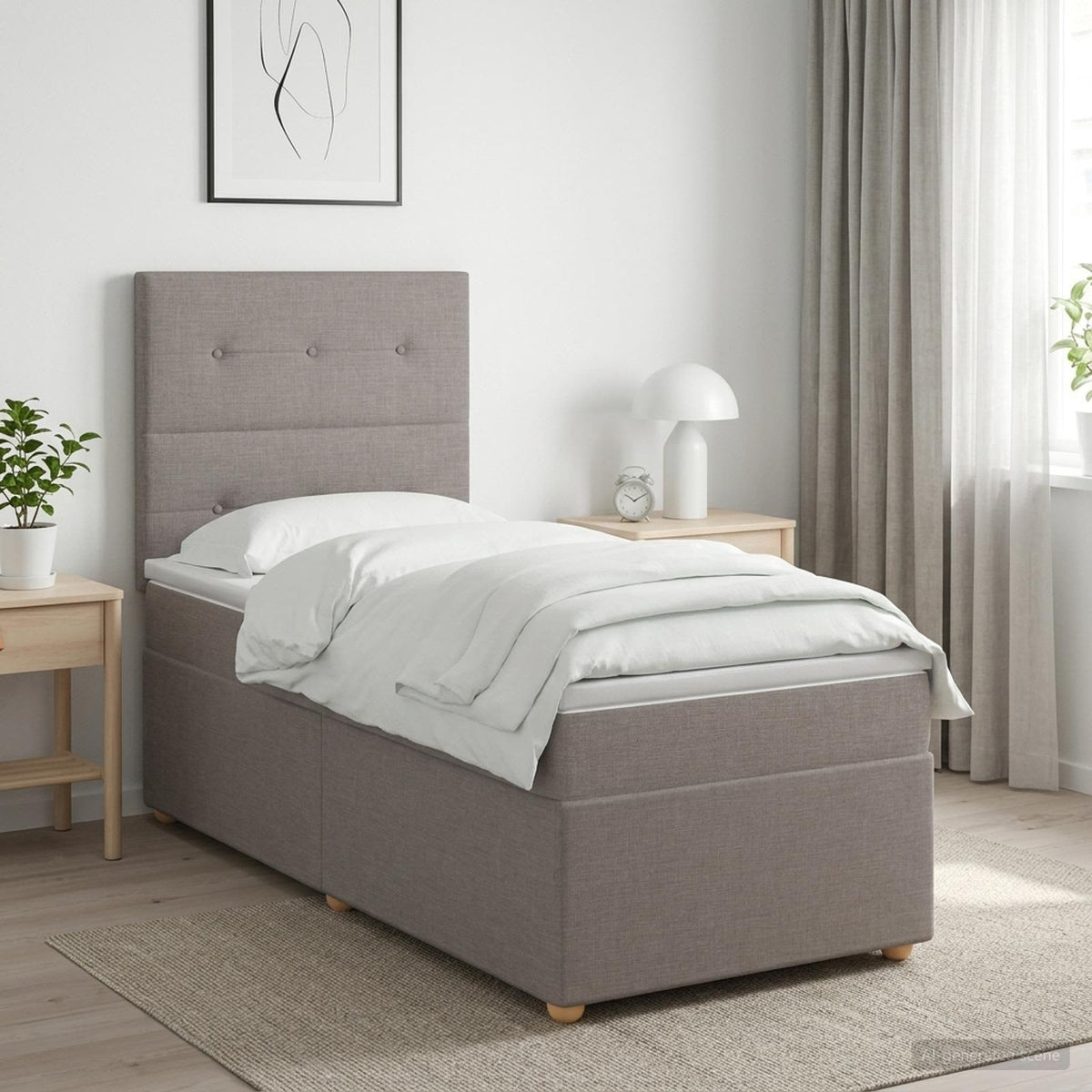 Lit boxspring avec matelas Taupe 90 x 200 cm Tissu