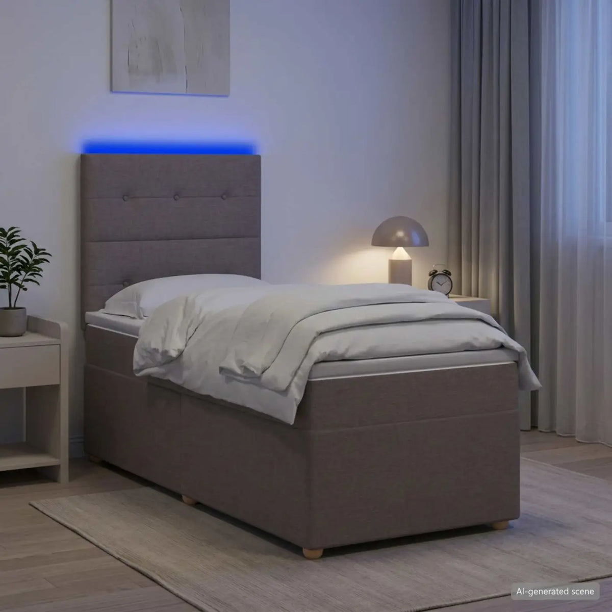 Lit boxspring avec matelas Taupe 80 x 200 cm Tissu - XIOS
