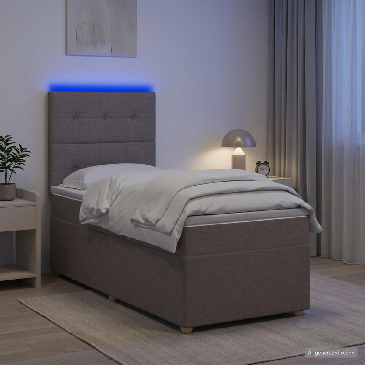 Lit boxspring avec matelas Taupe 90 x 200 cm Tissu