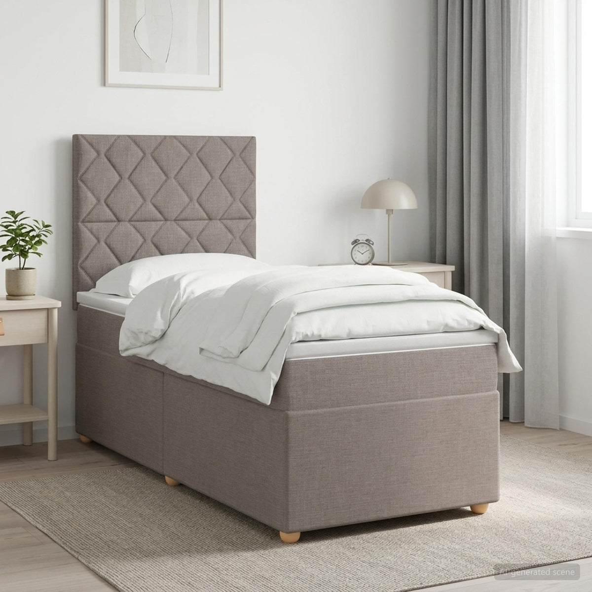 Lit boxspring avec matelas Taupe 80 x 200 cm Tissu