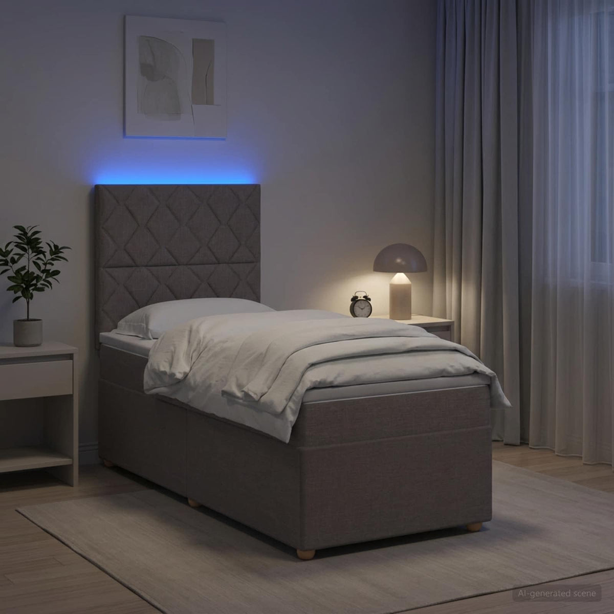 Lit boxspring avec matelas Taupe 80 x 200 cm Tissu