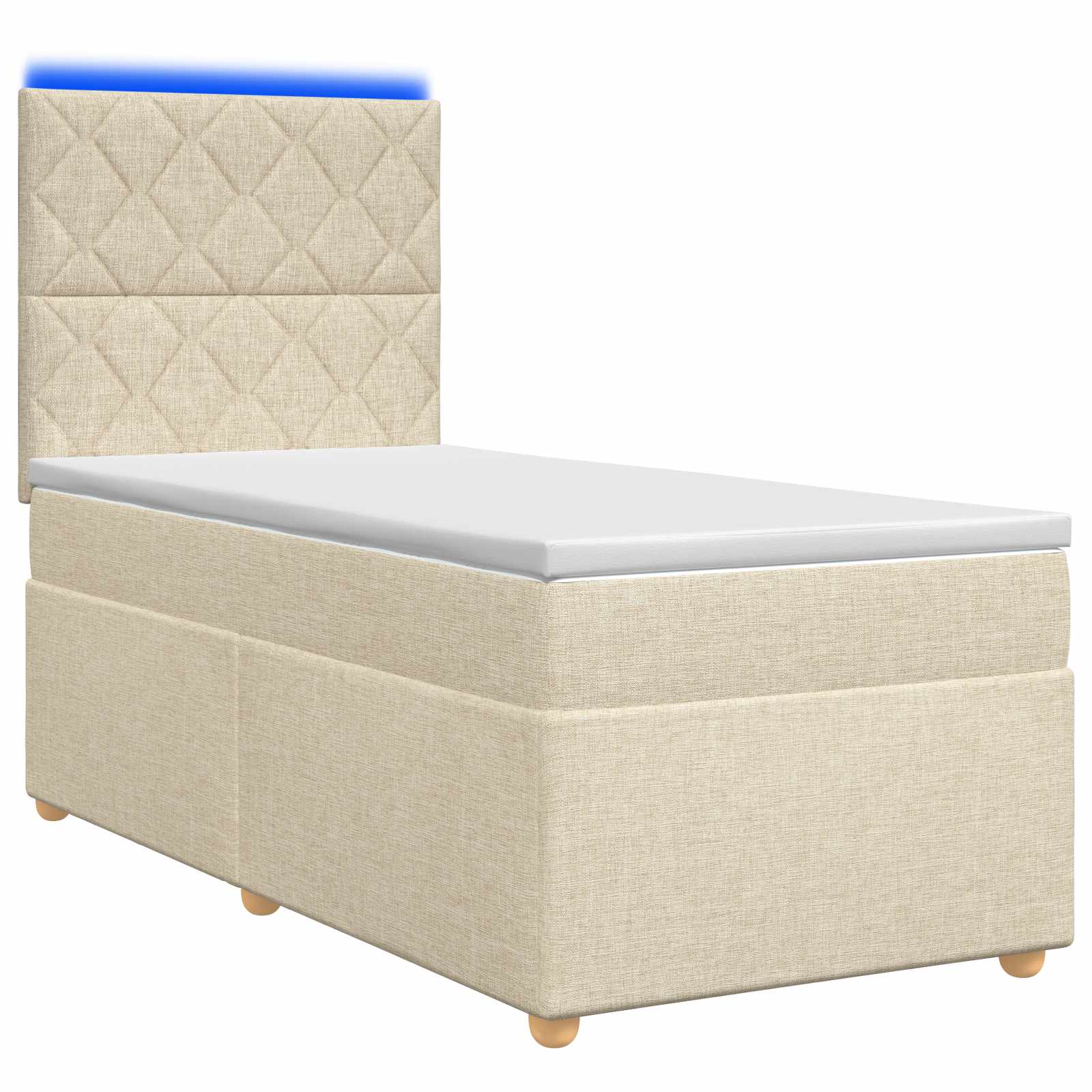 Lit boxspring avec matelas Crème 80 x 200 cm Tissu