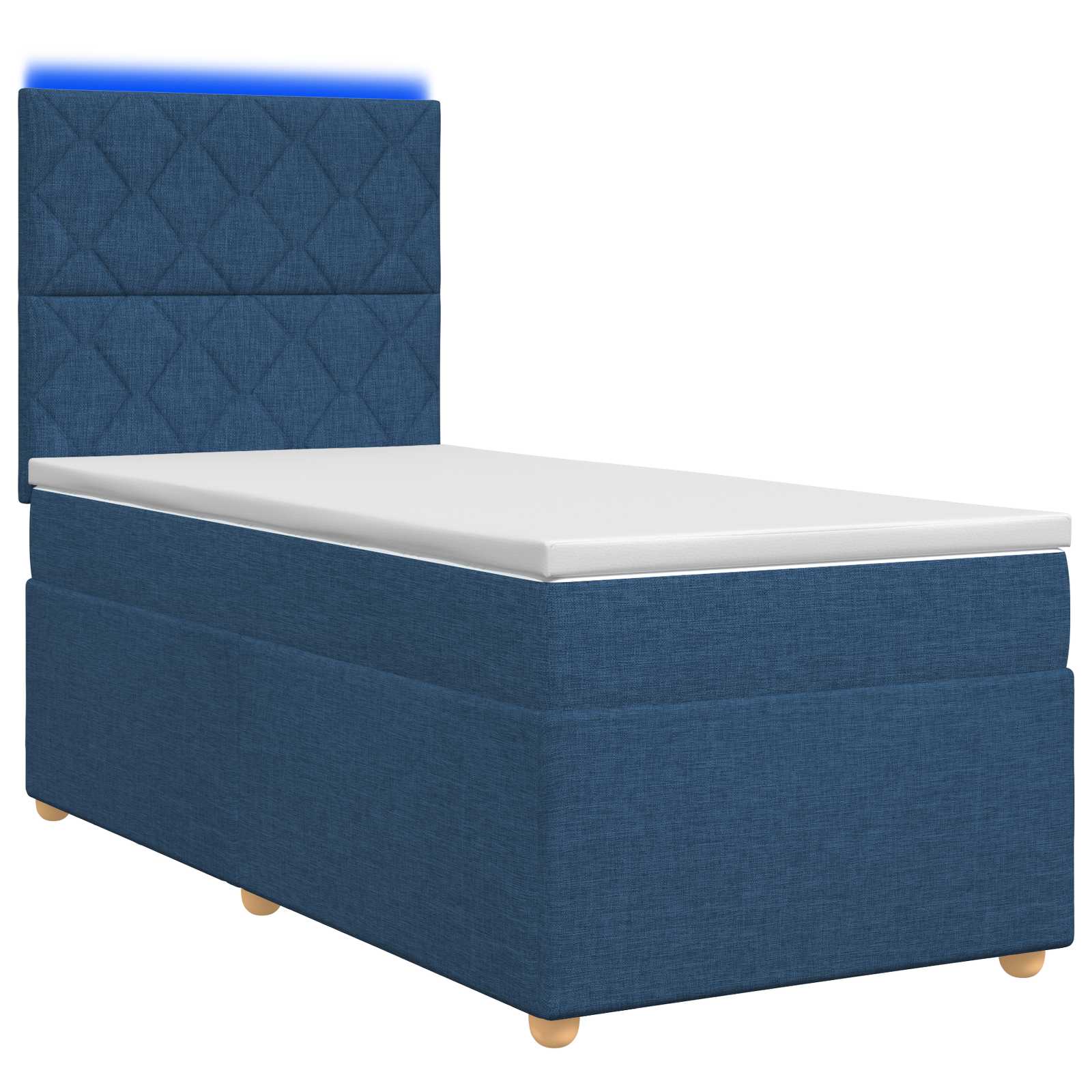 Lit boxspring avec matelas Bleu 80 x 200 cm Tissu