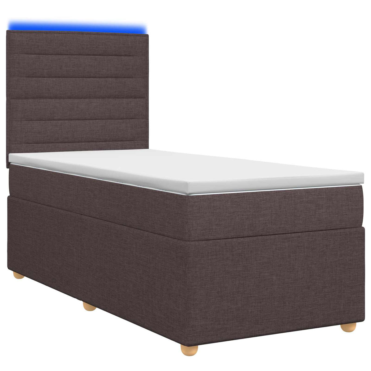 Lit boxspring avec matelas Marron foncé 90 x 190 cm Tissu