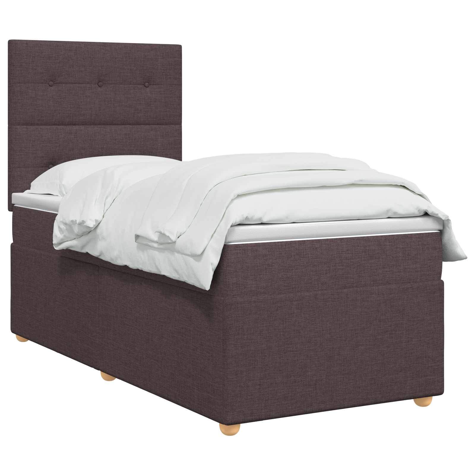 Lit boxspring avec matelas Marron foncé 90 x 200 cm Tissu