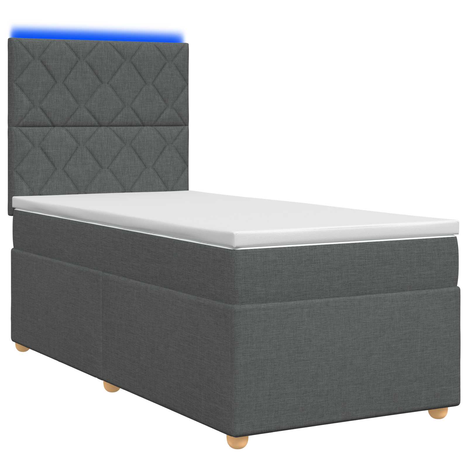 Lit boxspring avec matelas Gris foncé 90 x 200 cm Tissu - XIOS