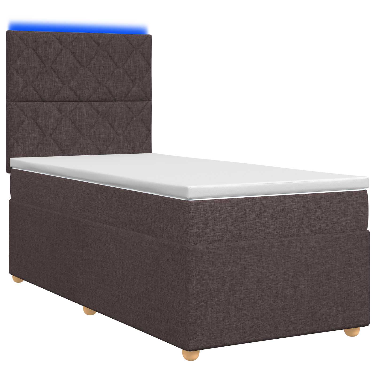 Lit boxspring avec matelas Marron foncé 100 x 200 cm Tissu
