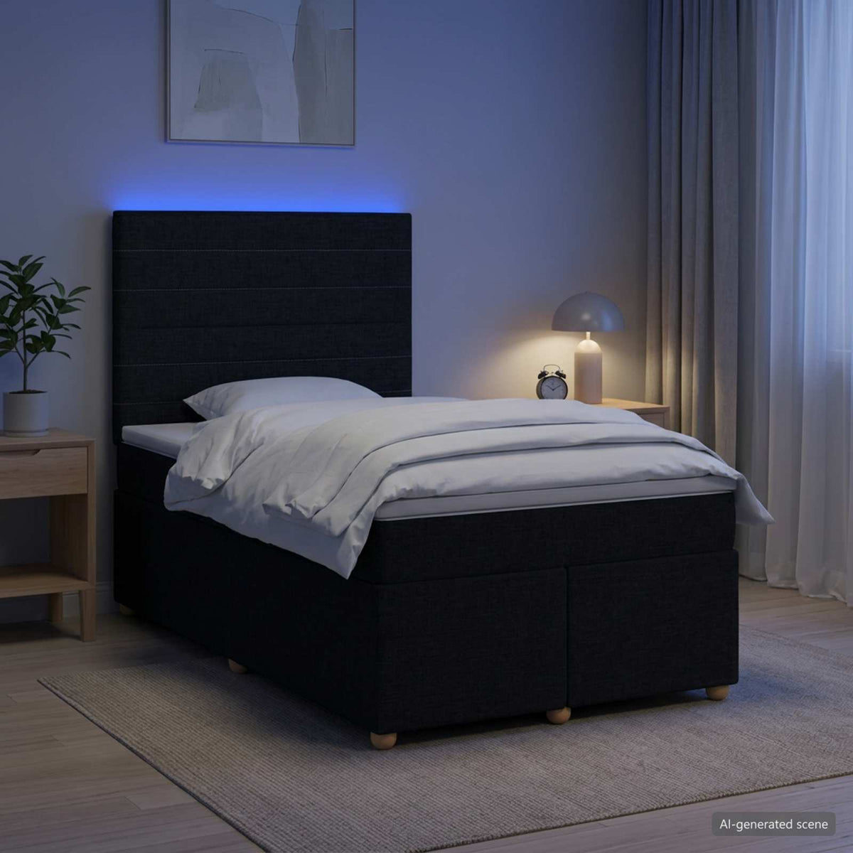 Lit boxspring avec matelas Noir 120 x 200 cm Tissu