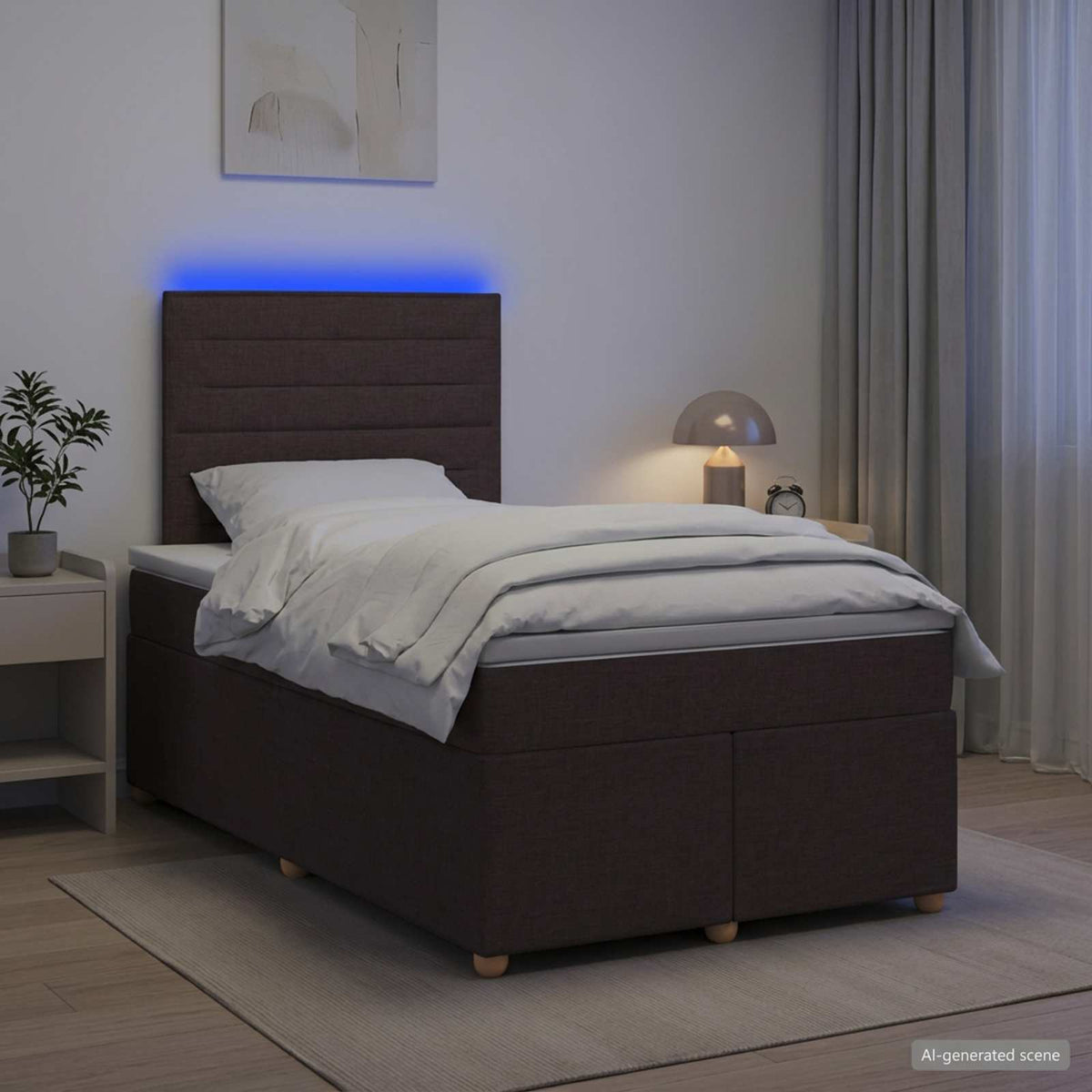 Lit boxspring avec matelas Marron foncé 120 x 190 cm Tissu