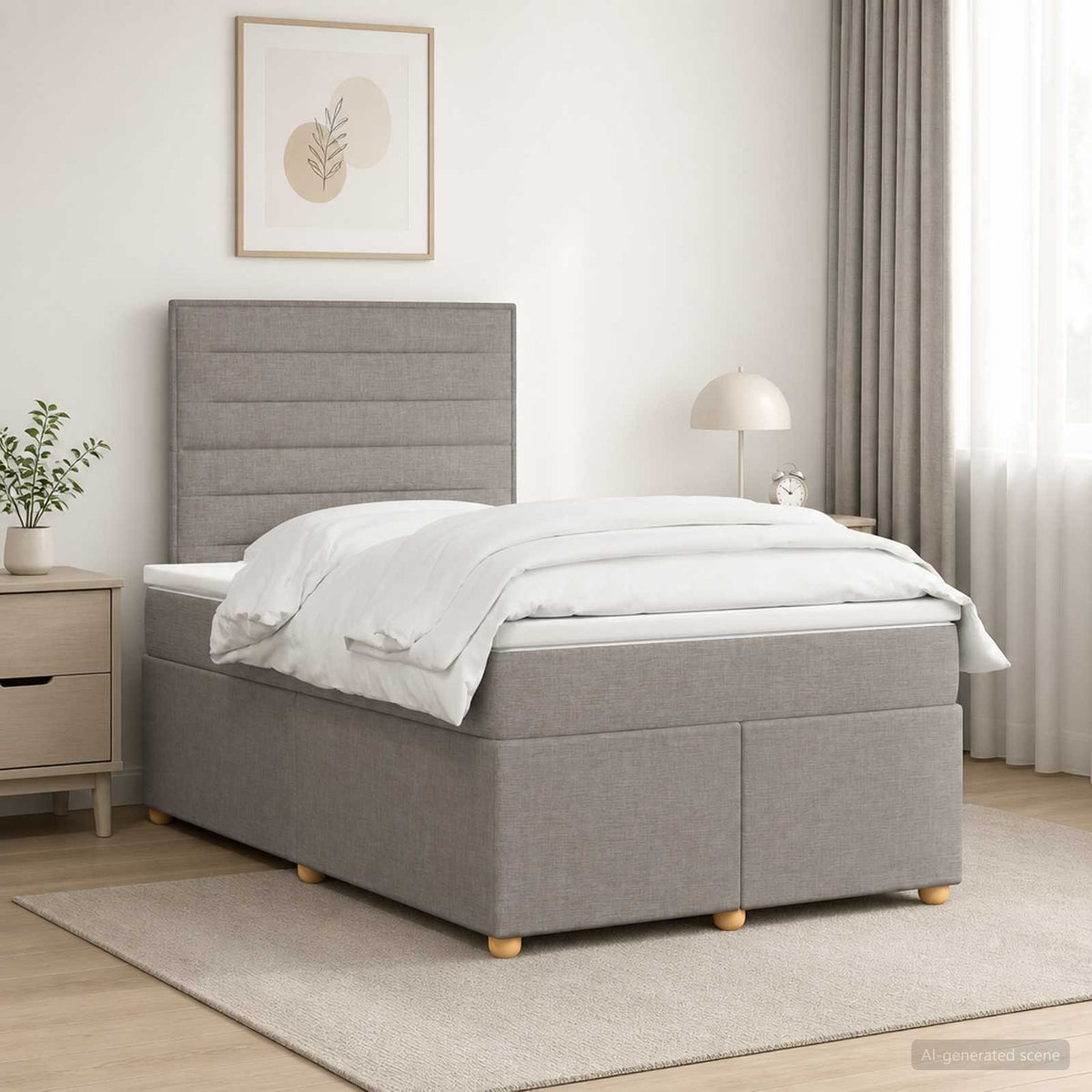 Lit boxspring avec matelas Taupe 120 x 190 cm Tissu