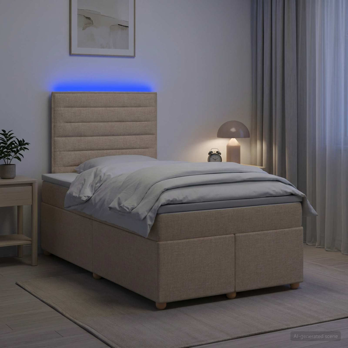 Lit boxspring avec matelas Crème 120 x 190 cm Tissu