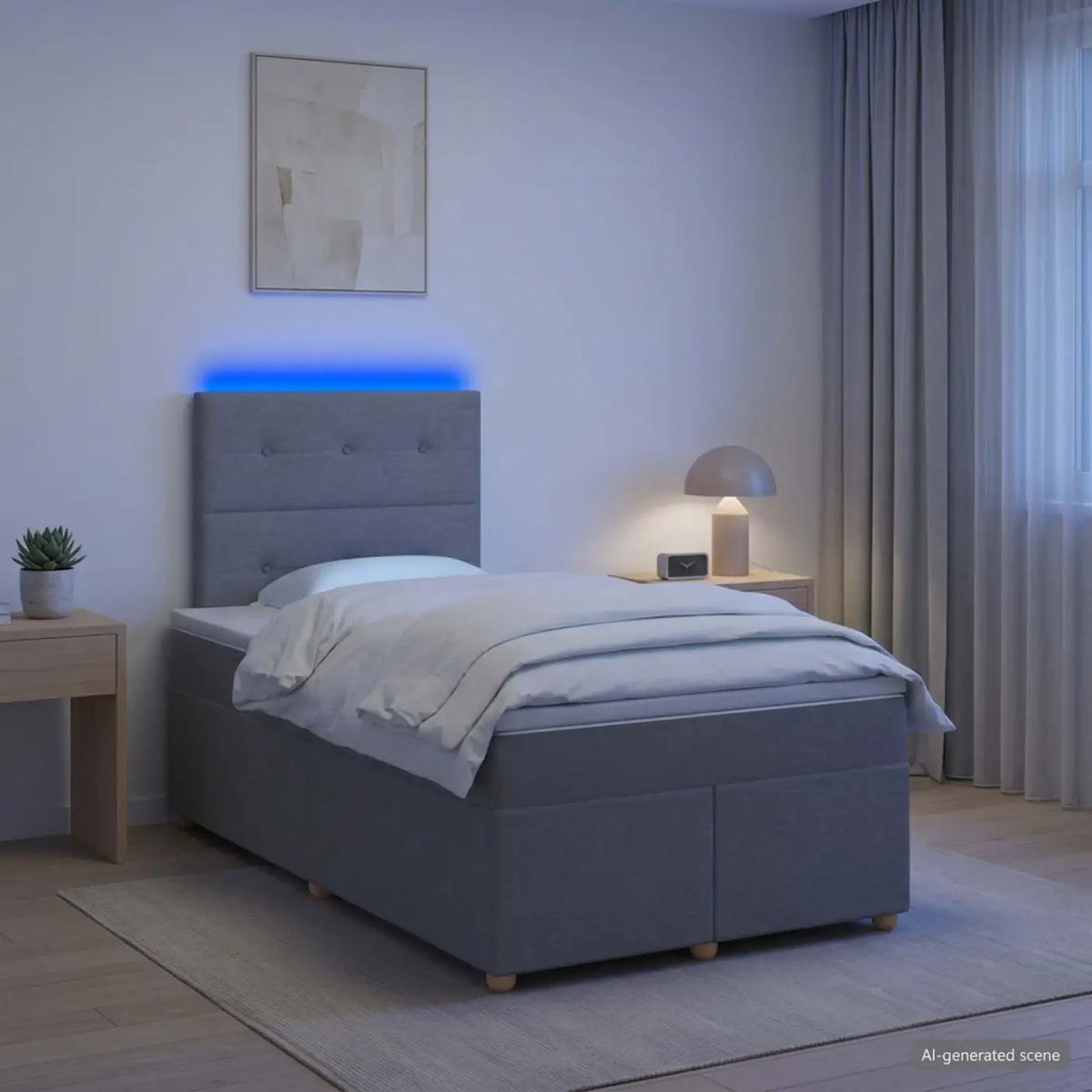 Lit boxspring avec matelas Gris clair 120 x 190 cm Tissu - XIOS