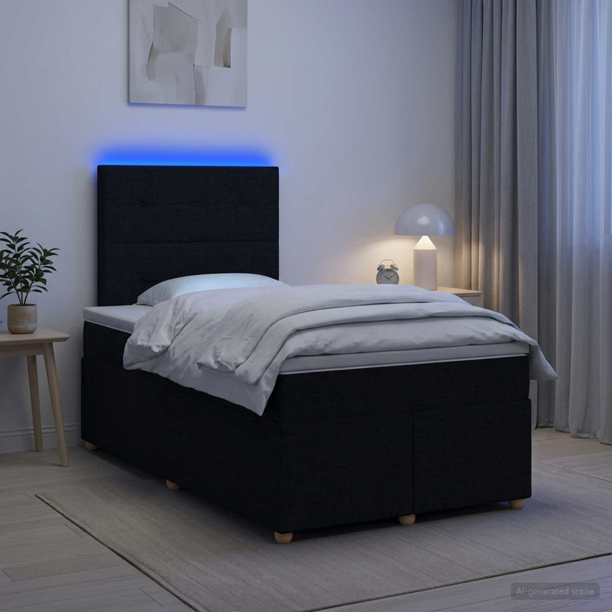 Lit boxspring avec matelas Noir 120 x 200 cm Tissu