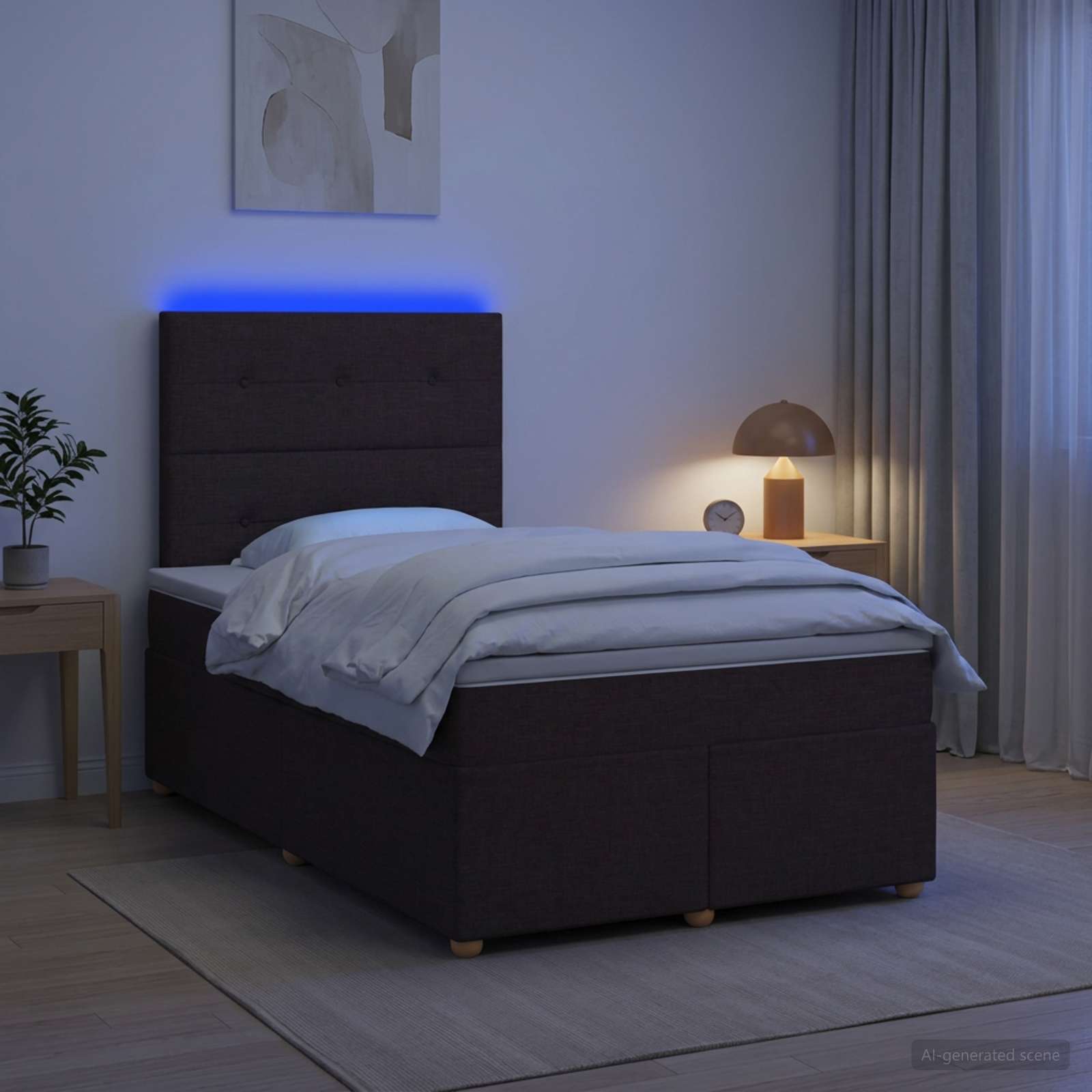 Lit boxspring avec matelas Marron foncé 120 x 190 cm Tissu - XIOS