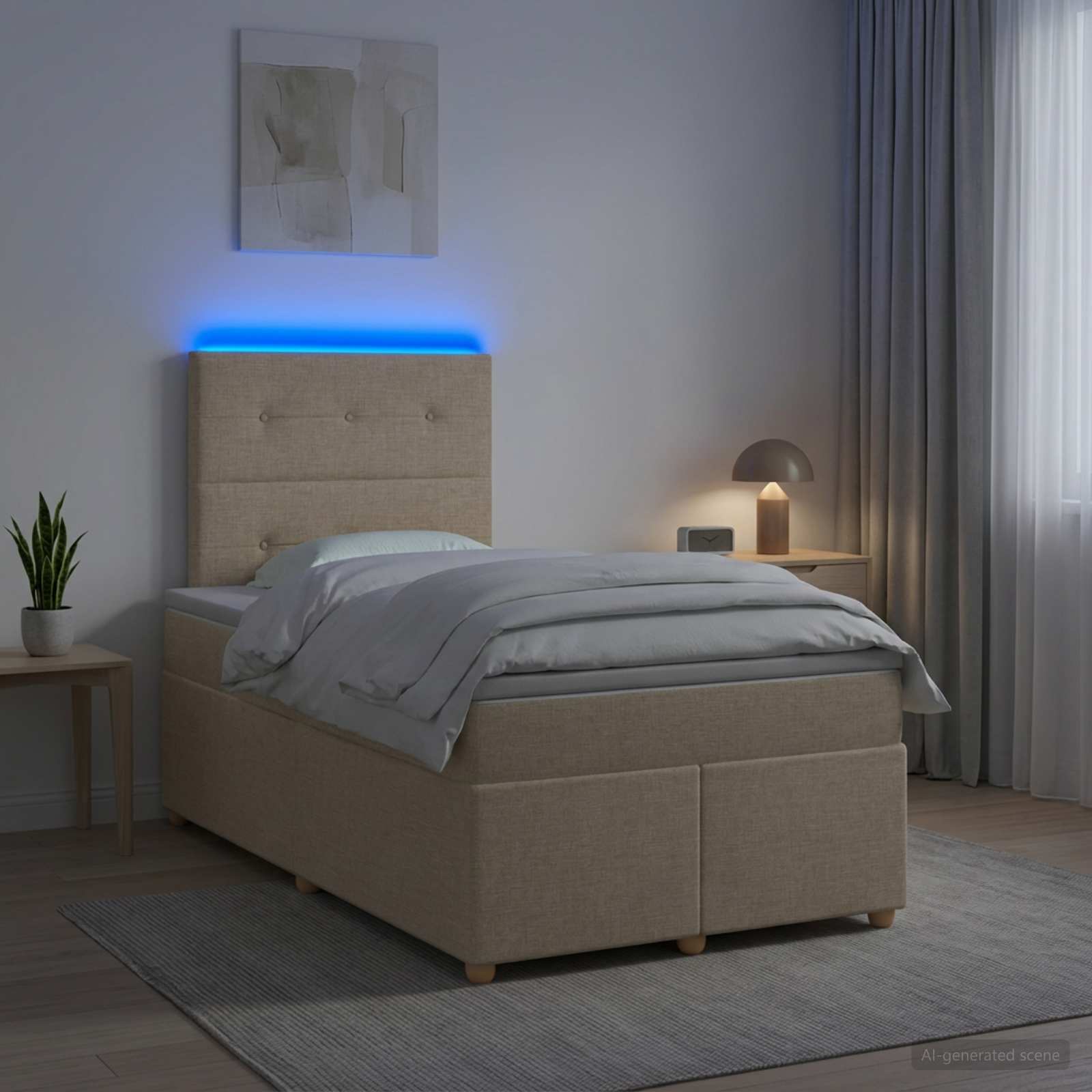 Lit boxspring avec matelas Crème 120 x 200 cm Tissu