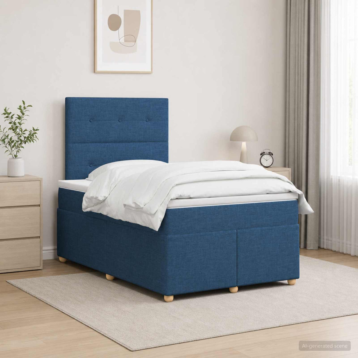 Lit boxspring avec matelas Bleu 120 x 190 cm Tissu
