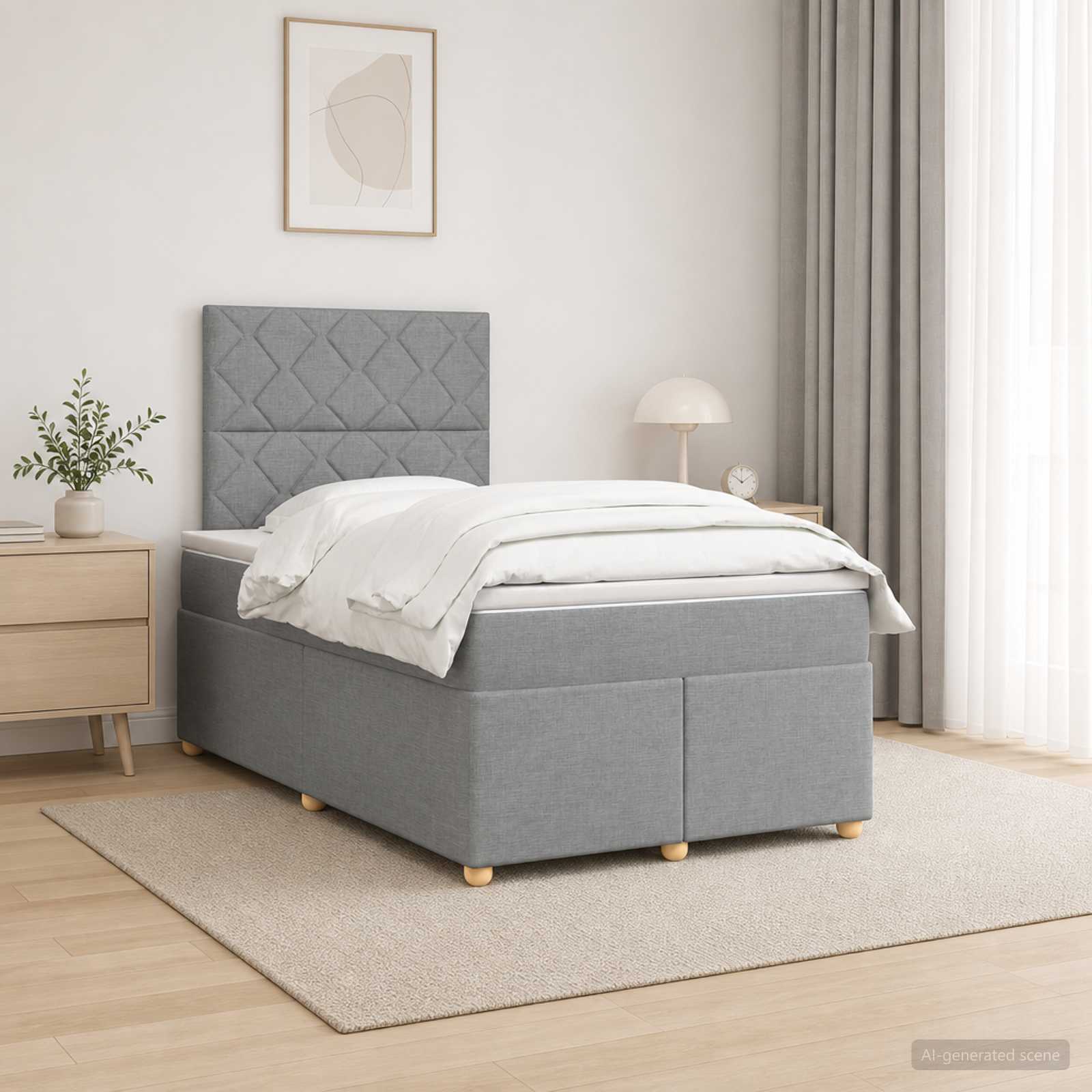 Lit boxspring avec matelas Gris clair 120 x 190 cm Tissu