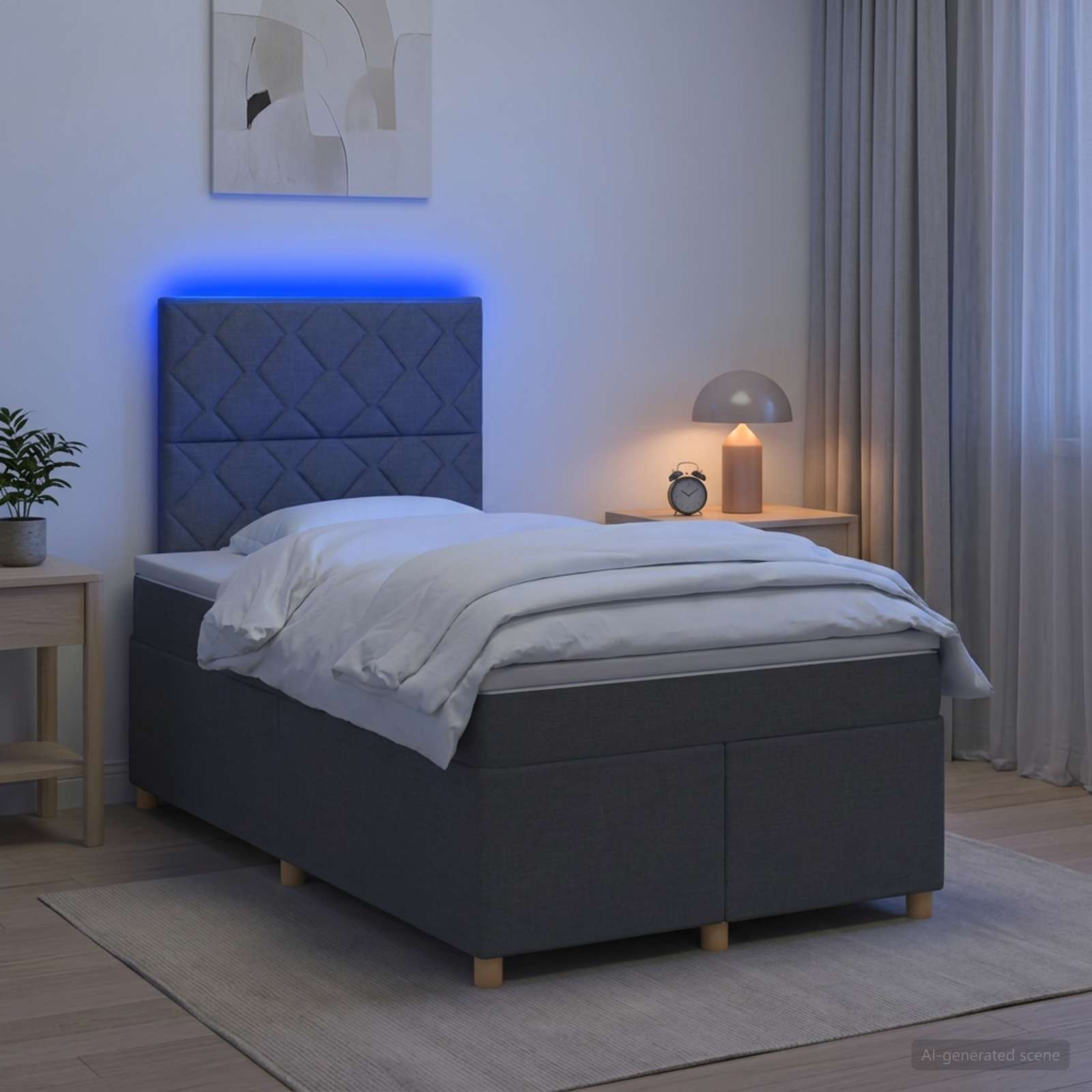 Lit boxspring avec matelas Gris foncé 120 x 200 cm Tissu