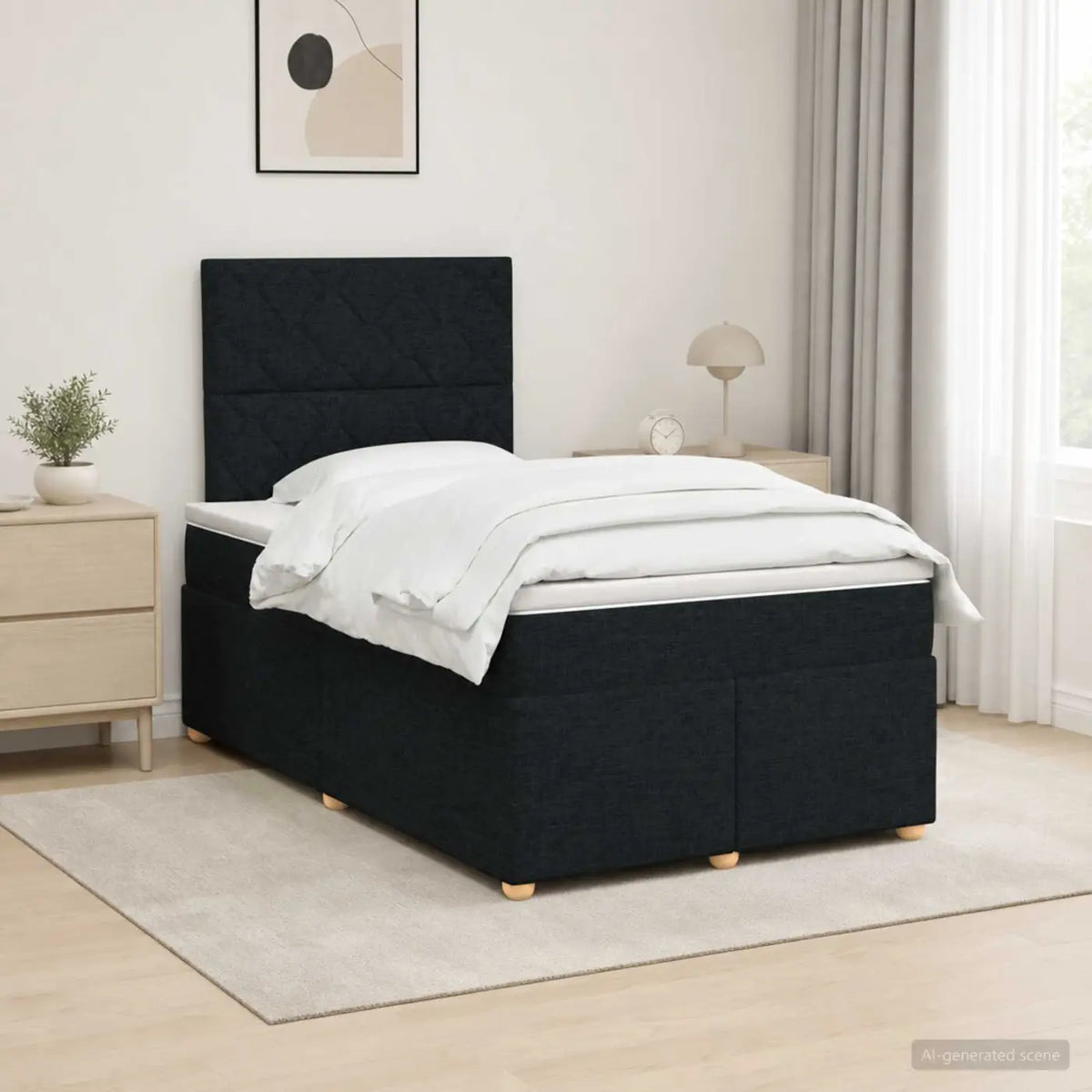 Lit boxspring avec matelas Noir 120 x 190 cm Tissu - XIOS
