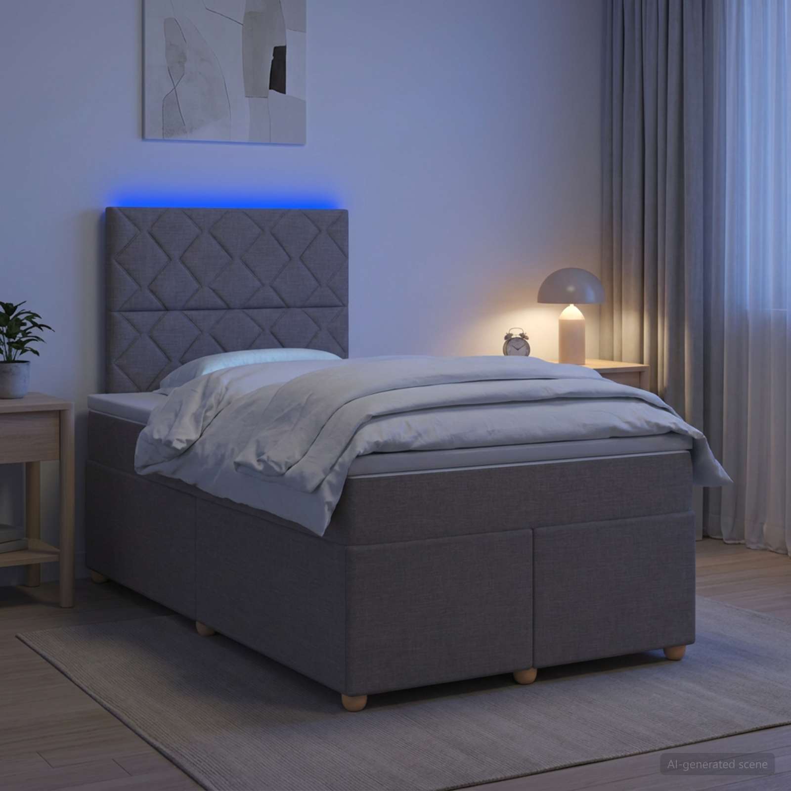 Lit boxspring avec matelas Taupe 120 x 190 cm Tissu