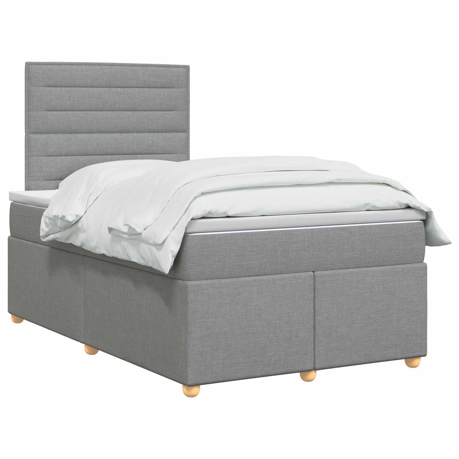 Lit boxspring avec matelas Gris clair 120 x 200 cm Tissu - XIOS