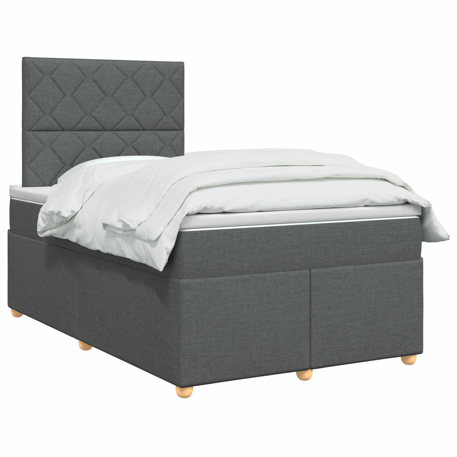 Lit boxspring avec matelas Gris foncé 120 x 200 cm Tissu