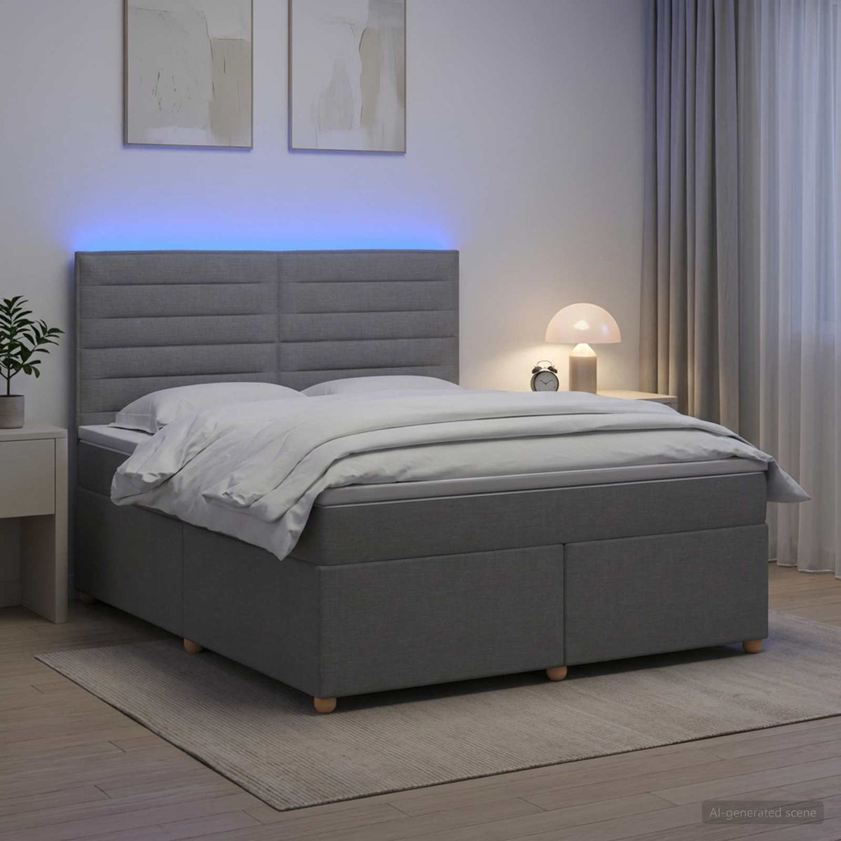 Lit boxspring avec matelas Gris clair 140 x 190 cm Tissu