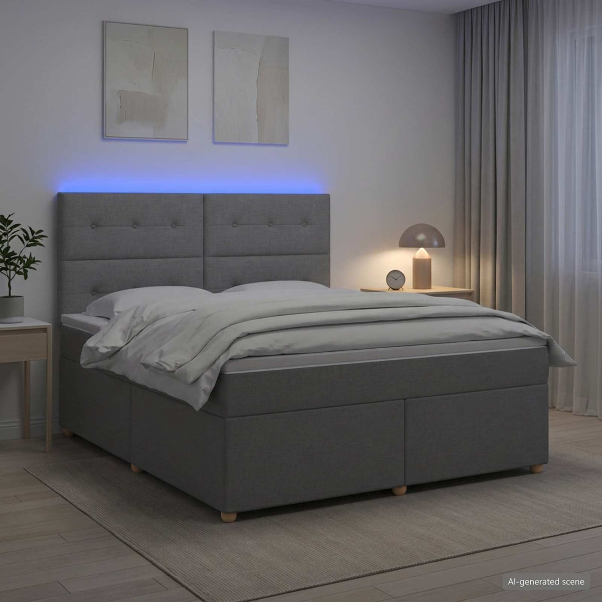 Lit boxspring avec matelas Gris clair 140 x 190 cm Tissu