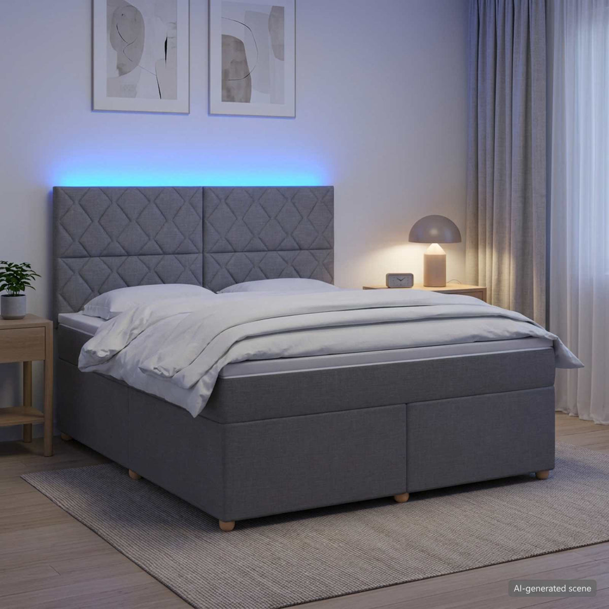 Lit boxspring avec matelas Gris clair 140 x 200 cm Tissu