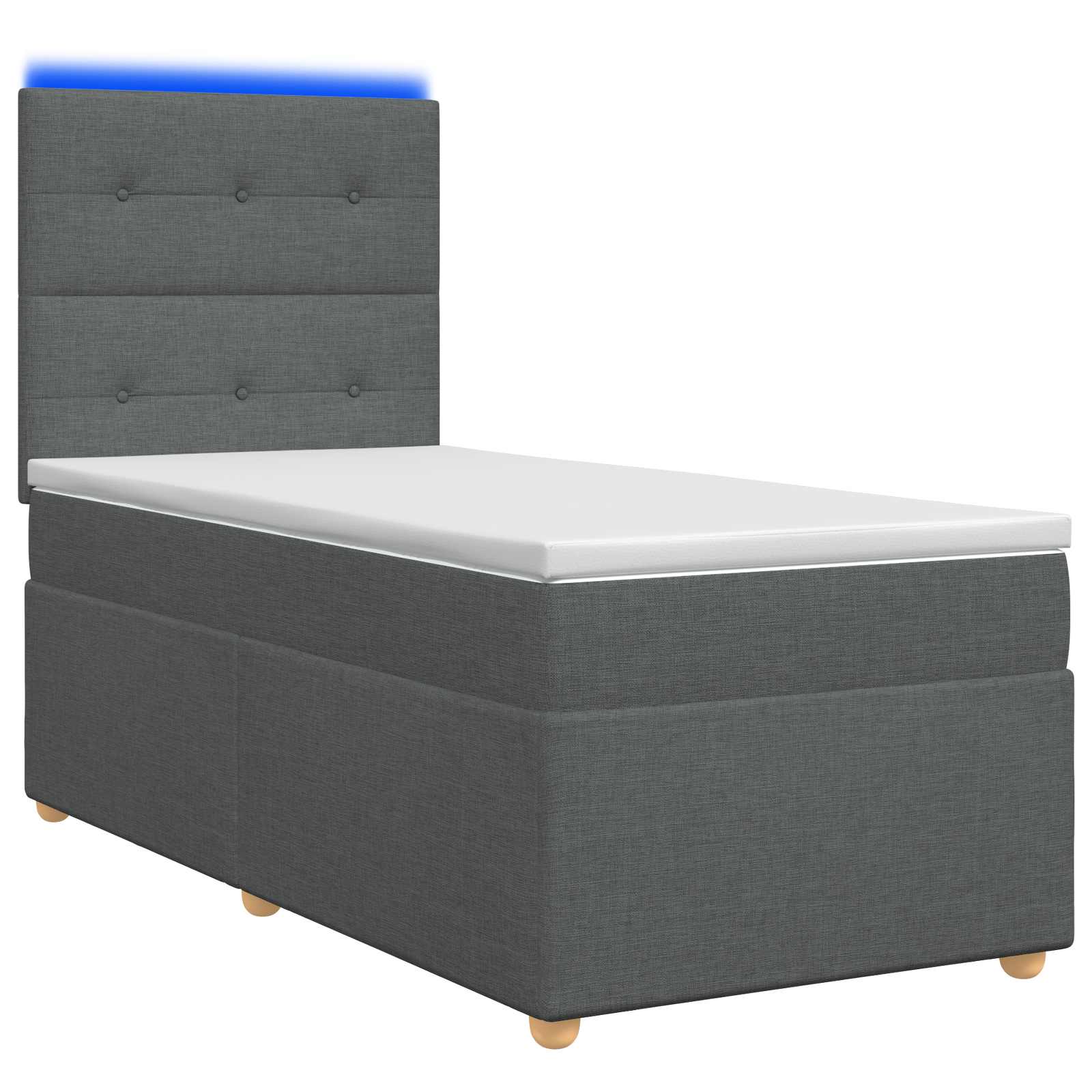 Lit boxspring LED avec matelas Gris foncé 90 x 190 cm Tissu