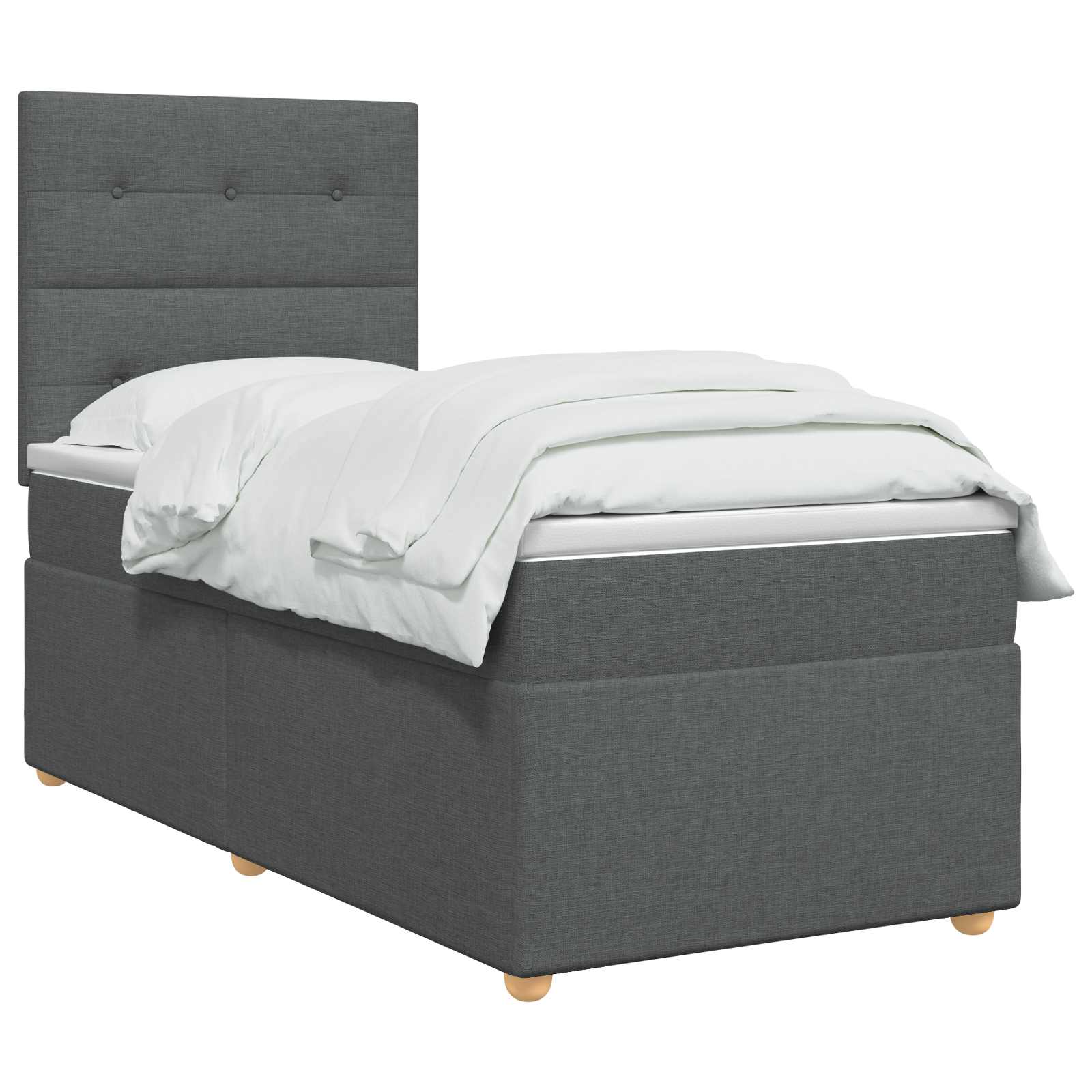Lit boxspring LED avec matelas Gris foncé 90 x 190 cm Tissu