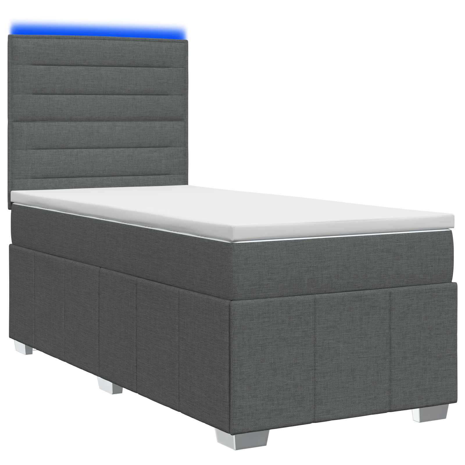 Lit boxspring LED avec matelas Gris foncé 80 x 200 cm Tissu