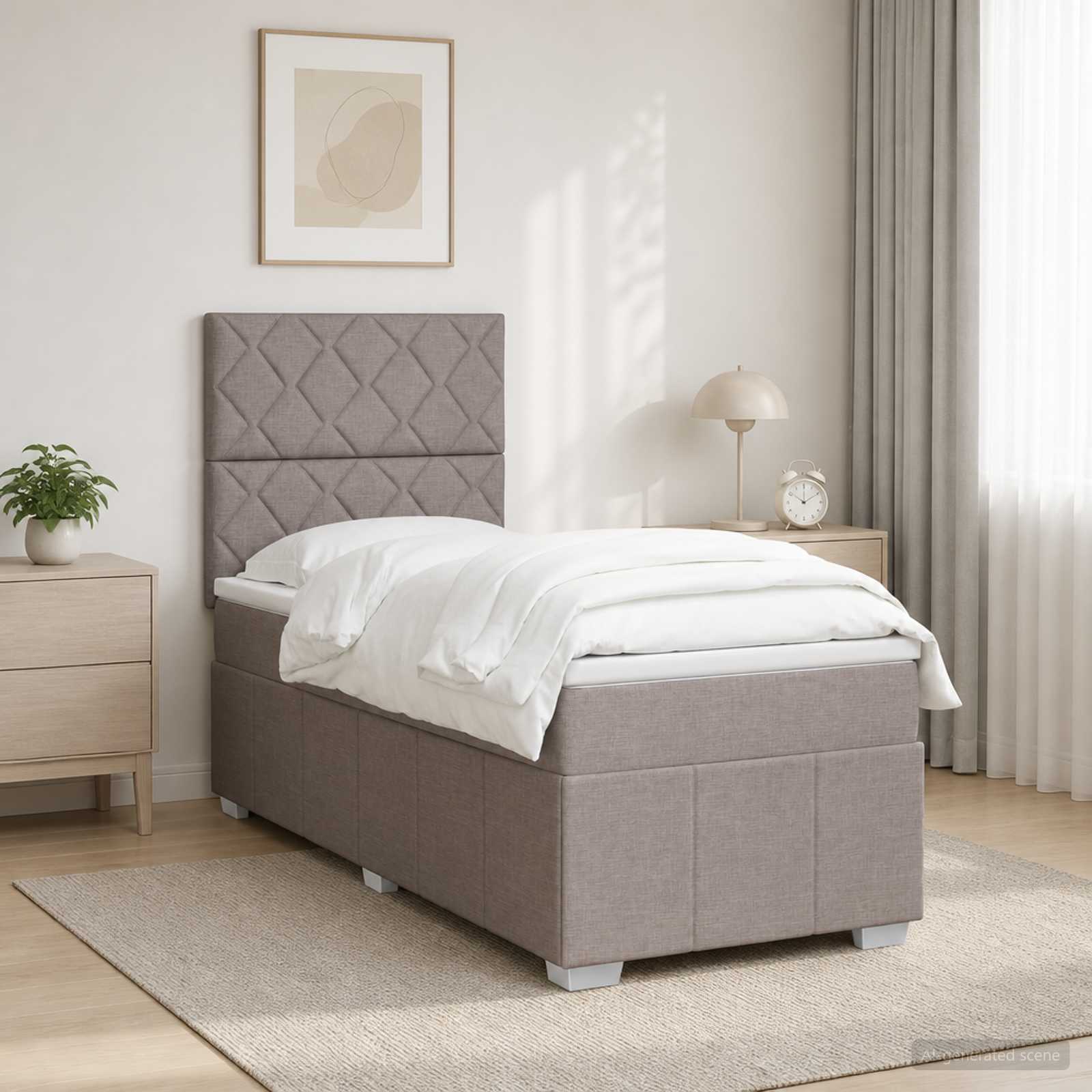 Lit boxspring LED avec matelas Taupe 100 x 200 cm Tissu