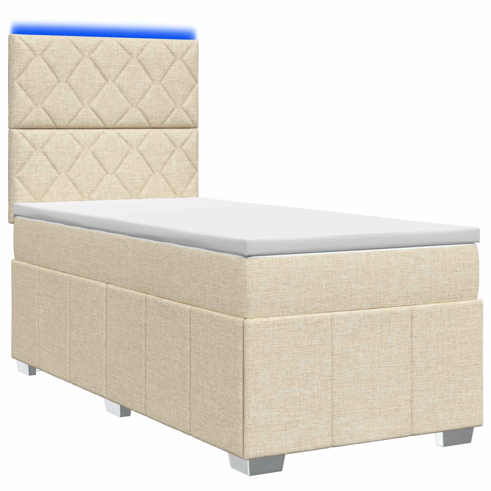 Lit boxspring LED avec matelas Crème 80 x 200 cm Tissu