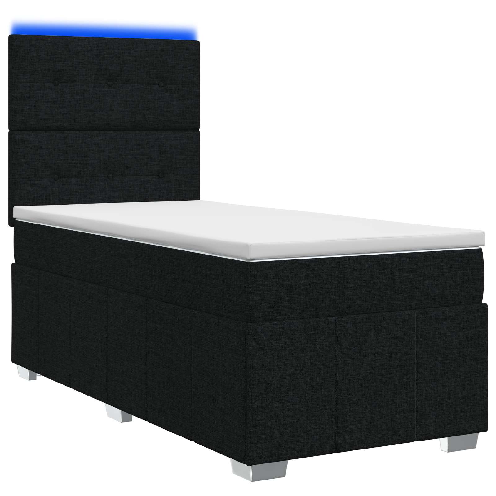 Lit boxspring LED avec matelas Noir 90 x 190 cm Tissu