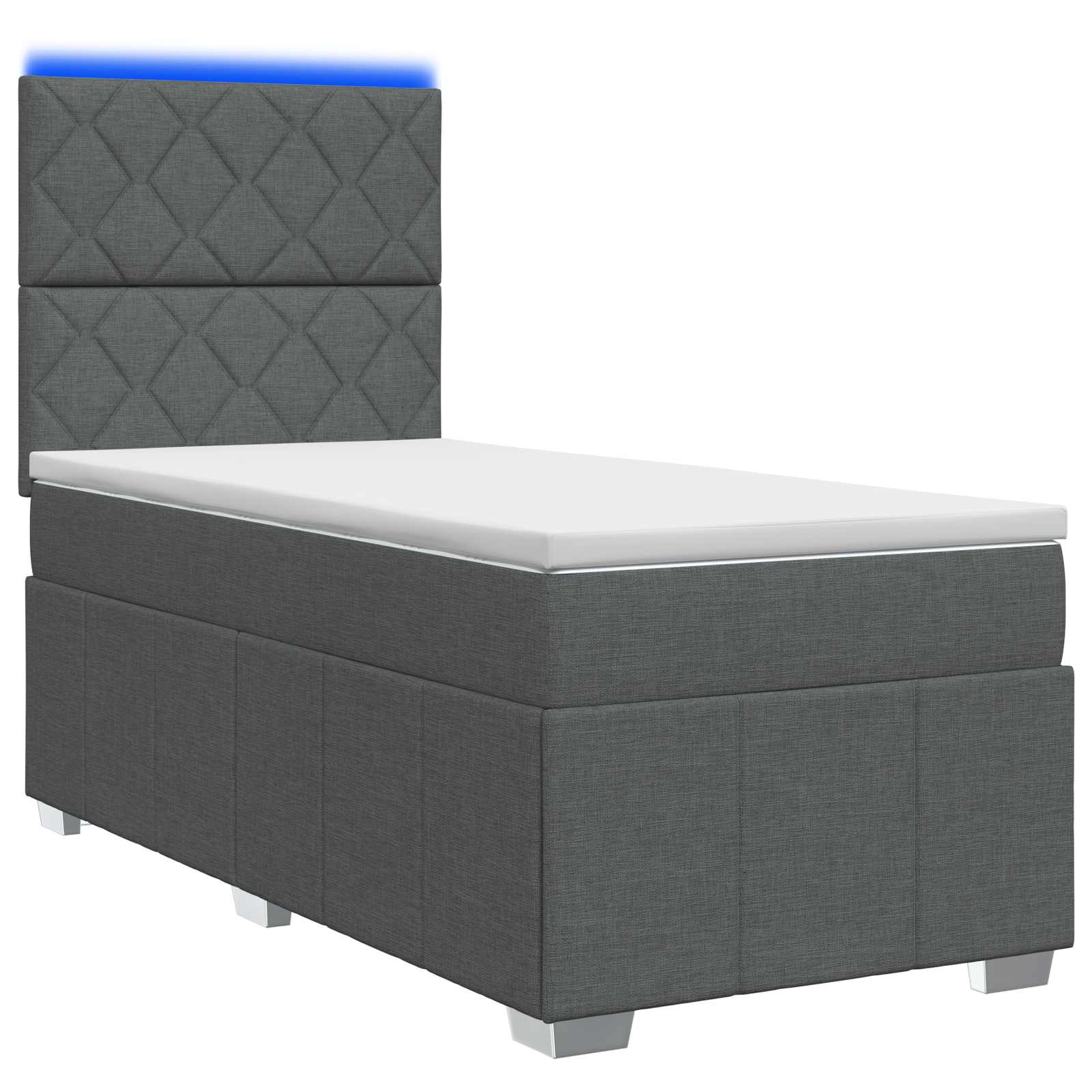 Lit boxspring LED avec matelas Gris foncé 90 x 190 cm Tissu
