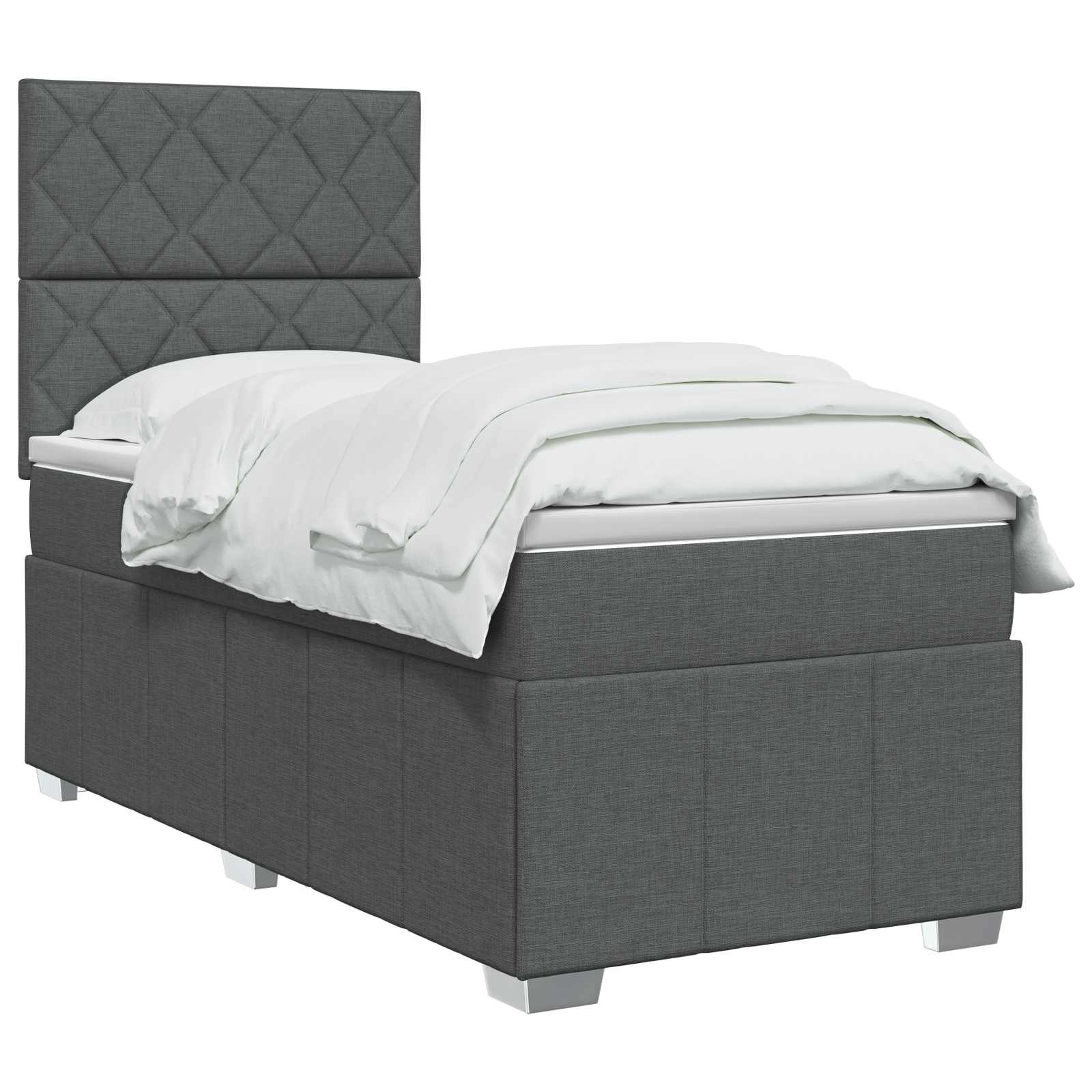 Lit boxspring LED avec matelas Gris foncé 90 x 190 cm Tissu
