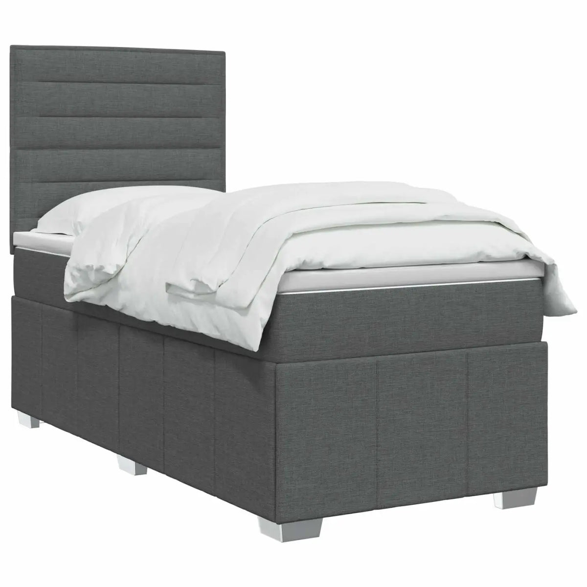 Lit boxspring LED avec matelas Gris foncé 90 x 200 cm Tissu - XIOS