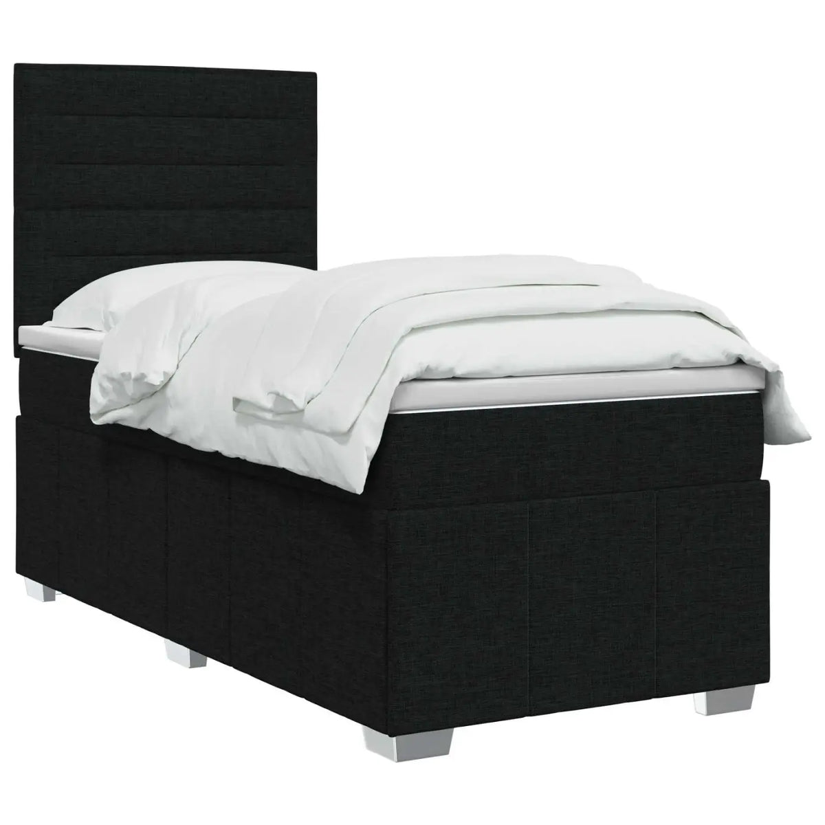 Lit boxspring LED avec matelas Noir 90 x 200 cm Tissu - XIOS
