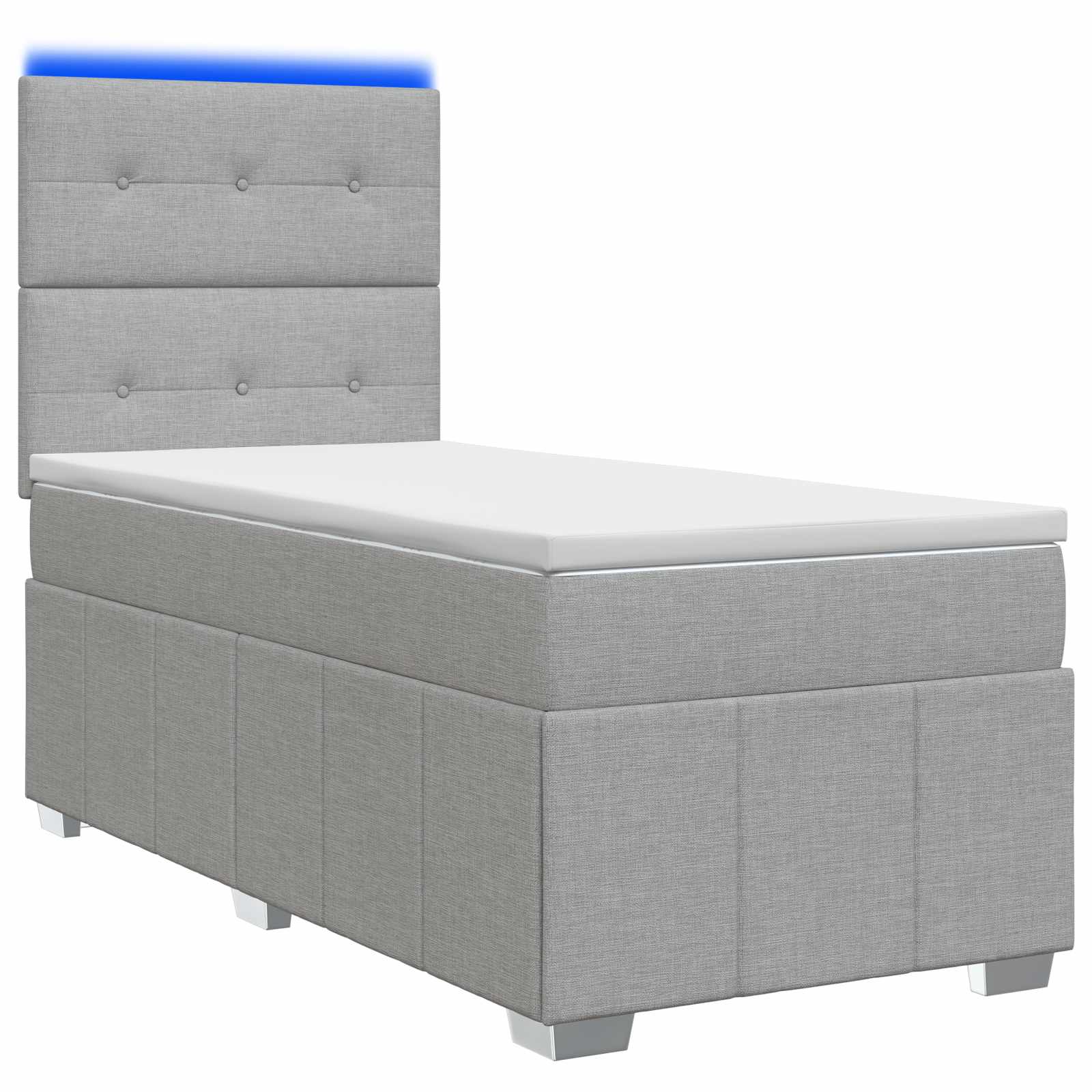 Lit boxspring LED avec matelas Gris clair 90 x 200 cm Tissu - XIOS