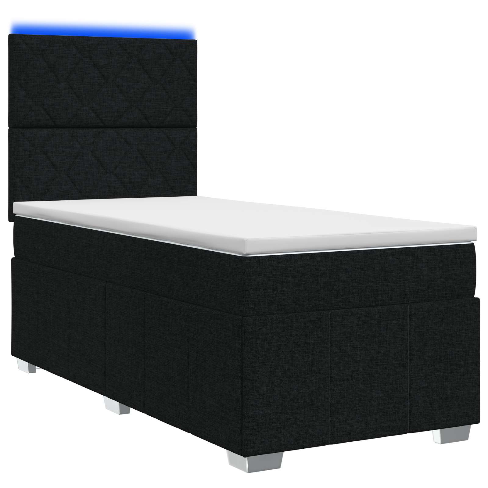 Lit boxspring LED avec matelas Noir 90 x 200 cm Tissu