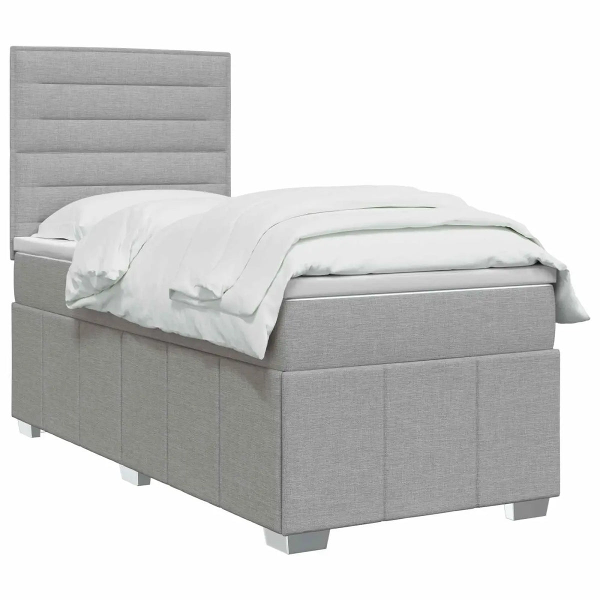 Lit boxspring LED avec matelas Gris clair 100 x 200 cm Tissu - XIOS