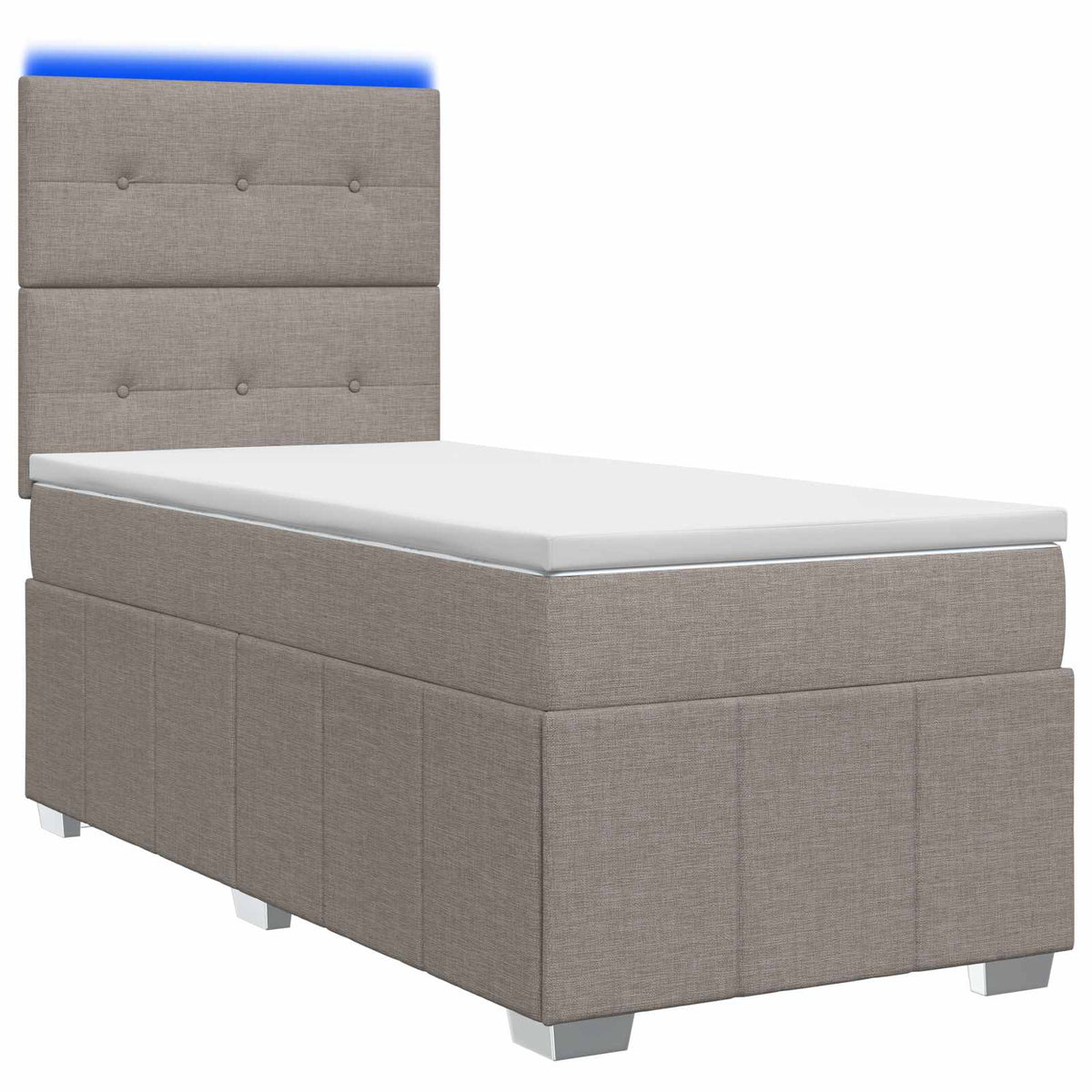 Lit boxspring LED avec matelas Taupe 100 x 200 cm Tissu - XIOS