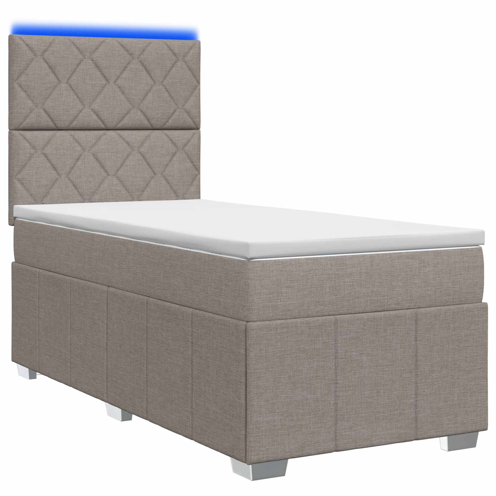 Lit boxspring LED avec matelas Taupe 100 x 200 cm Tissu